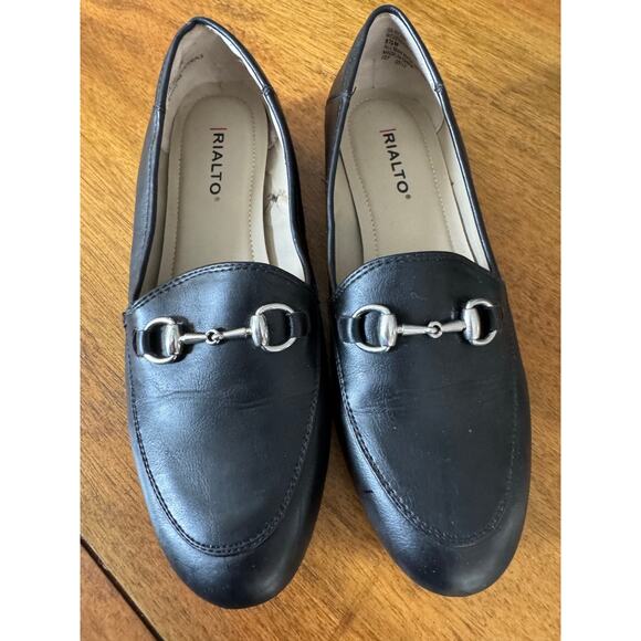 Rialto Shoes - Rialto Black Loafers Womens 8.5M Horsebit Flats Classic Comfort Shoes